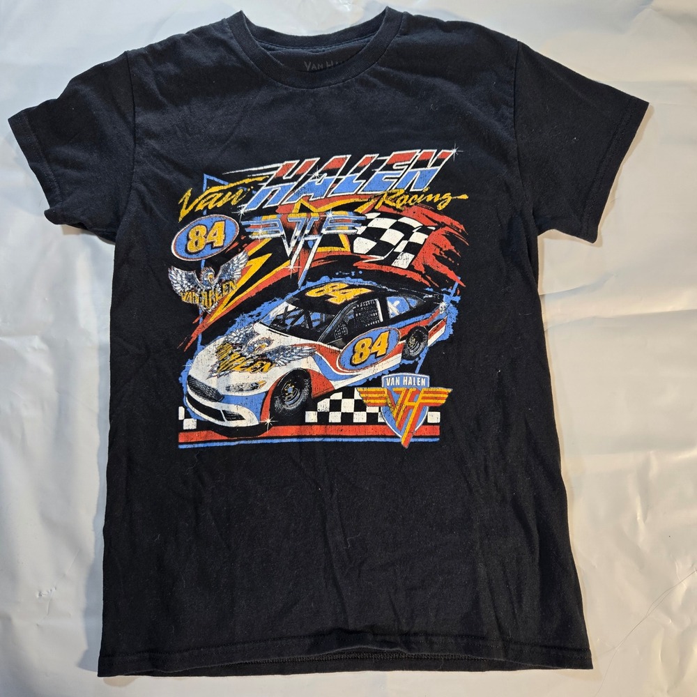 Van Halen Racing 84 Graphic T-Shirt Mens Small Black Rock Band Race Car Tee
